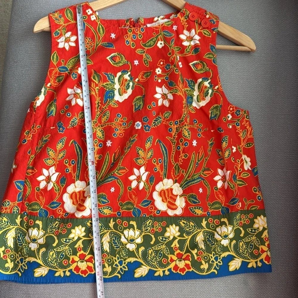 Tory Burch Dayton Samba Batik Flower Cotton Sleeveless Top